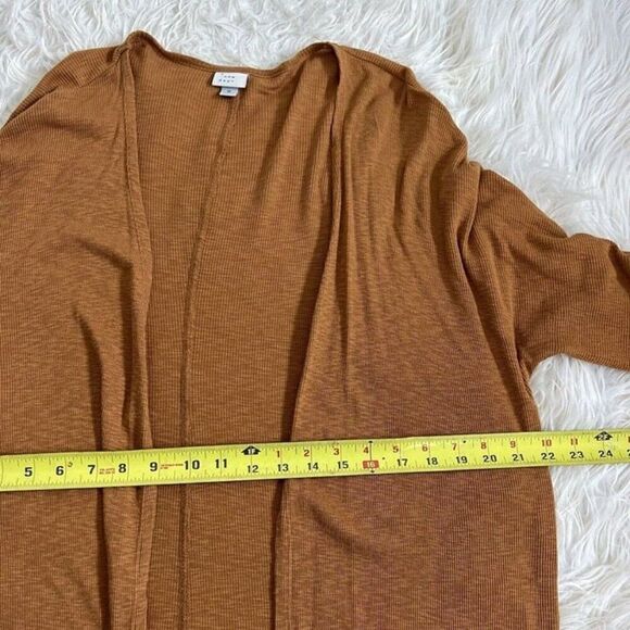 A New Day Women’s Ribbed Burnt Orange Long Open Cardigan Lightweight Medium - Picture 4 of 9